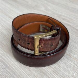 Trafalgar Brown Leather Belt with Brass Buckle